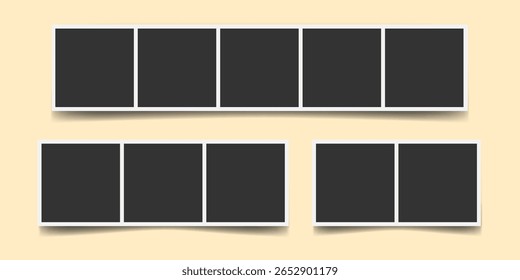 Vector instant photo booth frames set. Photo collage template. Great for scrapbooking, social media, party memories, retro snapshot, mood board design, blog, web banner
