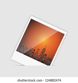 Vector Instant photo with City vector illustration