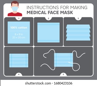 Vector Instruction For Making Medical Face Mask. Tutorial
