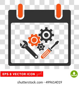 Vector Instrument Tools Calendar Day EPS vector icon. Illustration style is flat iconic bicolor orange and gray symbol on a transparent background.