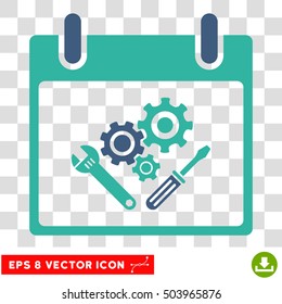Vector Instrument Tools Calendar Day EPS vector pictogram. Illustration style is flat iconic bicolor cobalt and cyan symbol on a transparent background.