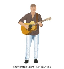 vector  instrumentalist; isolated; acoustic; guitar;