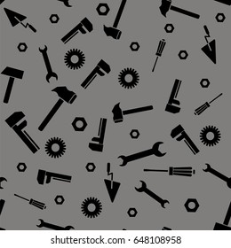 Vector Instruments Silhouette Seamless Pattern on Grey Background