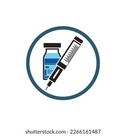 Vektorgrafik des Insulinininjektionslogos und der Symbolgrafik eines einfachen Designelements