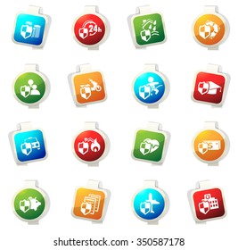Vector insurance stickers label icon set