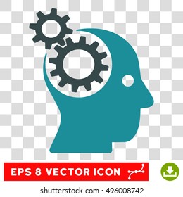 Vector Intellect Gears EPS vector icon. Illustration style is flat iconic bicolor soft blue symbol on a transparent background.