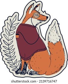 Vector intellectual fox drawing. Can be used for baby t-shirt print, fashion print design, kids wear, baby shower, celebration, greeting and invitation.