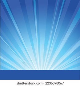 Vector intense sun on a soft blue background