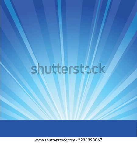 Vector intense sun on a soft blue background