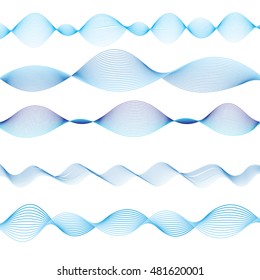 Vector interesting blue waves on white background