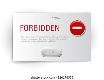 Vector interface dialog box with glossy icon - Forbidden