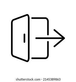 vector interface icon, export line icon that functions to output and save data so that it can be imported in other applications, with a white background and editable flat lines