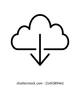 vector interface icon, save to cloud line icon, for saving documents from related applications, with white background and editable flat lines
