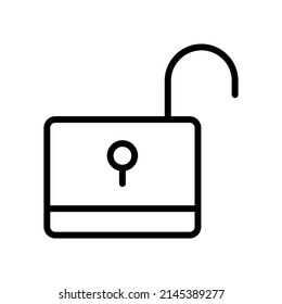 vector interface line icon, unlock line icon, to open a locked file, on a white background and editable flat lines