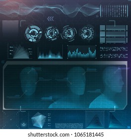 vector interface set. medical examination of a man. design of medical scanning. hud