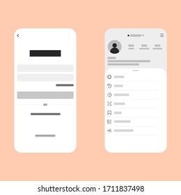 Vector interface of social media on monochrome color, illustration