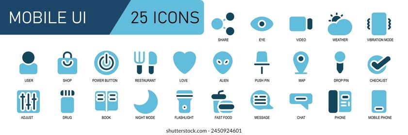 vector interface.icon set ui.duo tone style.solid blue.contains bubble chat,chat,telephone,cellphone,menu,stroke,mobile,application.