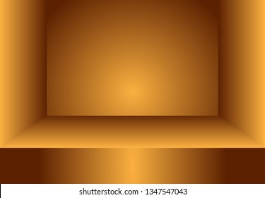Vector interion concept 3D . illustration office  blank wall light gold gradient room simple