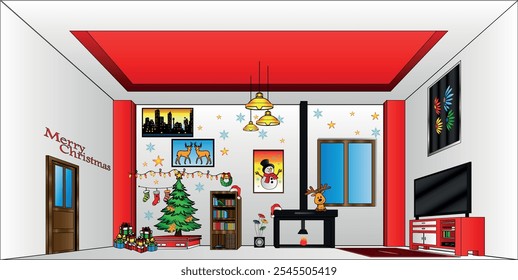 Vector Interior Background for Christmas Design
