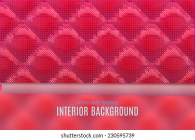 vector interior background with red glossy soft wall texture