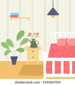 Vector interior bedroom cartoon design