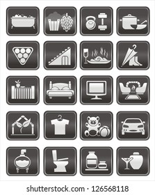 vector interior buttons with icons