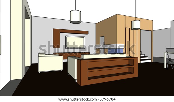 Vector Interior Decoration Comfortable Drawing Room Stock Vector