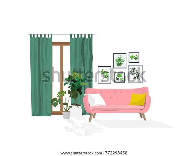 Vector Interior Design Illustration Living Room Stock Vector