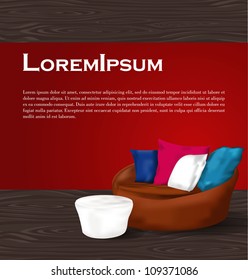 Vector Interior Design with sofa| Editable Illustration