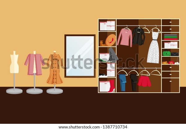Vector Interior Design Wardrobe Room Full Stock Image