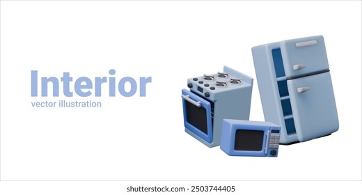 Vector interior elements. Isolated templates of household electrical appliances