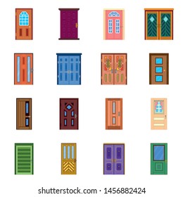 Vector of interior and home door logo illustration. Interior and building stock vector illustrations.