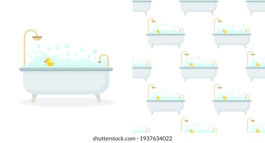 Vector interior illustration in flat style. Bathroom with furniture. Bathroom interior. Vector illustration