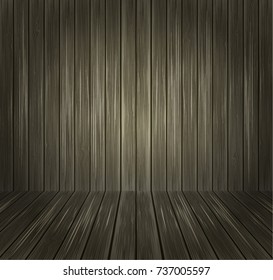 Vector interior room with brown wooden wall and floor
