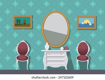 interior vectorial de habitación con pintura
