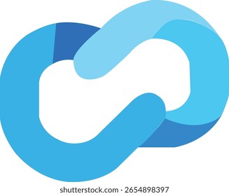 Vector Interlocking Blue Loop Logo: Dynamic Abstract Connection Symbol.
