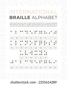 Alfabeto de código braille internacional vectorial. Aislado sobre fondo blanco.