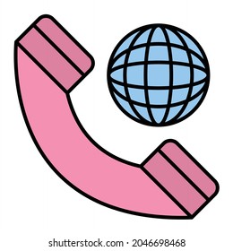 Vector International Call Filled Outline Icon Design
