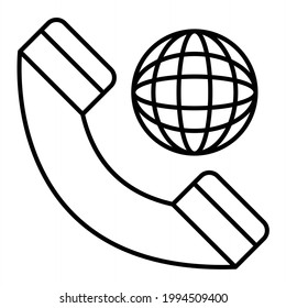 Vector International Call Outline Icon Design
