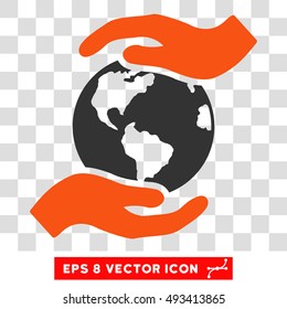 Vector International Care Hands EPS vector pictograph. Illustration style is flat iconic bicolor orange and gray symbol on a transparent background.
