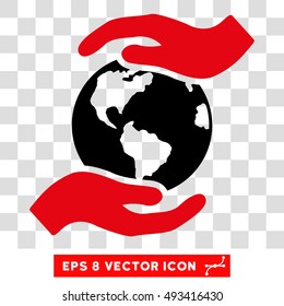 Vector International Care Hands EPS vector icon. Illustration style is flat iconic bicolor intensive red and black symbol on a transparent background.