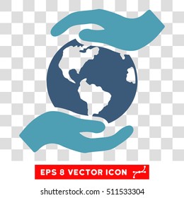 Vector International Care Hands EPS vector icon. Illustration style is flat iconic bicolor cyan and blue symbol on a transparent background.