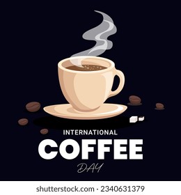 Vector international coffee day poster design.
