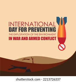 Vector International Day For Preventing The Exploitation Of The Environment In War And Armed Conflict. Simple And Elegant Design