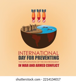 Vector International Day for Preventing the Exploitation of the Environment in War and Armed Conflict. Simple and Elegant Design