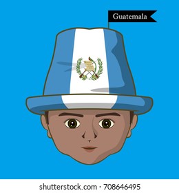 Vector of  International Flags on a hat. Boy icon-Guatemala