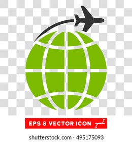 Vector International Flight EPS vector pictogram. Illustration style is flat iconic bicolor eco green and gray symbol on a transparent background.