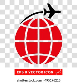 Vector International Flight EPS vector pictogram. Illustration style is flat iconic bicolor intensive red and black symbol on a transparent background.