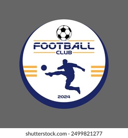 Vector international football team logo in round shape in blue and yellow. Editable and ready to use.