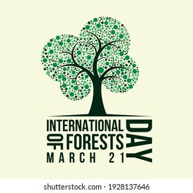 Vector of international forest day with a tree that has a round pattern